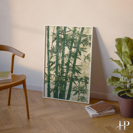 Bamboo Forest Print, Botanical Wall Art, Green Nature Poster, Zen Plant Illustration, Japandi Wall Art, Minimalist Botanical Decor